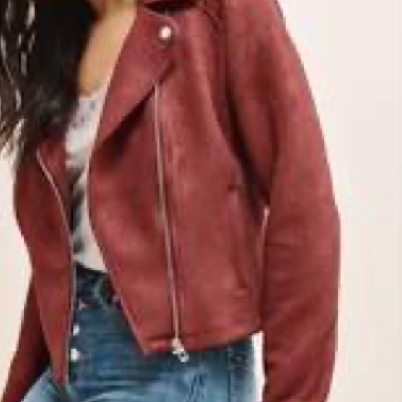 Dynamite Burgundy Suede Moto Jacket - Picture 8 of 9